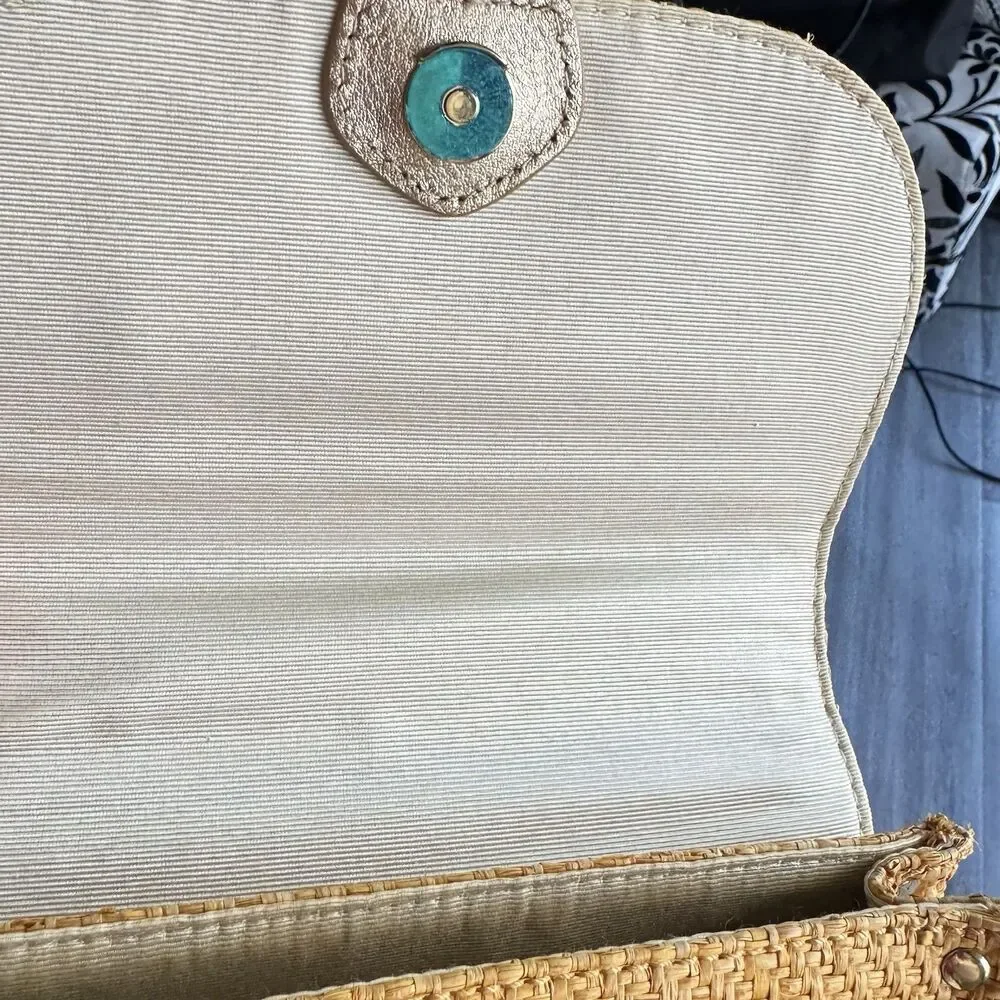 Lilly Pulitzer Sirena Straw One Shoulder Crossbody Bag Natural Boho Hippie - Picture 10 of 16
